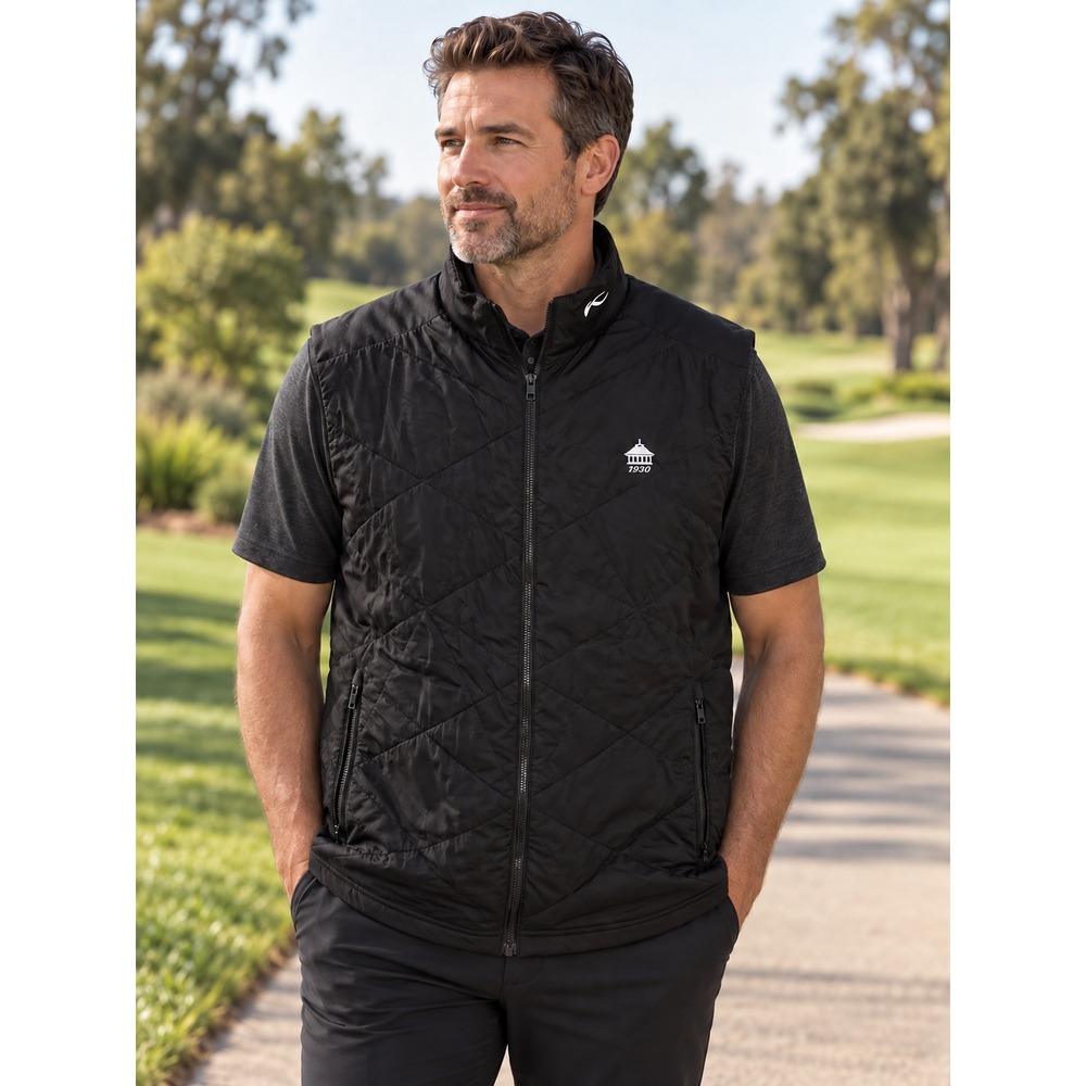 KJUS Retention Quilted Golf Vest Men 2XL 56 Black 1930 Clubhouse Zip Up